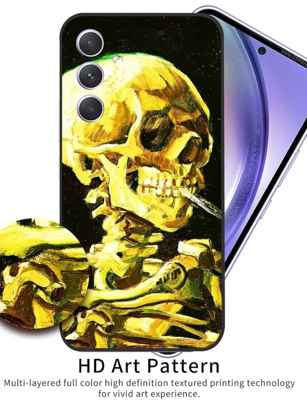 Berkin Arts Samsung Galaxy A54 5G Skull Art Silicone Phone Case